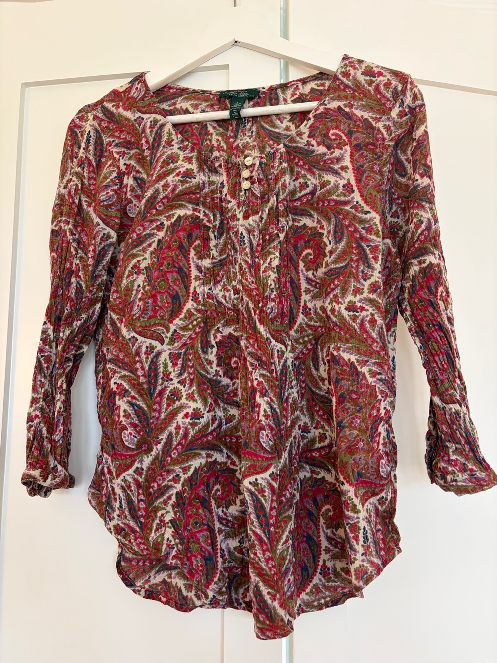 Lauren Ralph Lauren Paisley Button-Front Blouse | size S